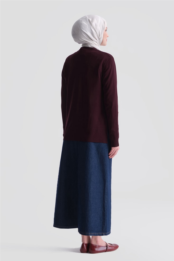 Basic Triko Hırka Bordo