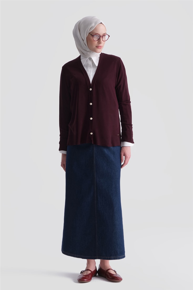 Basic Triko Hırka Bordo
