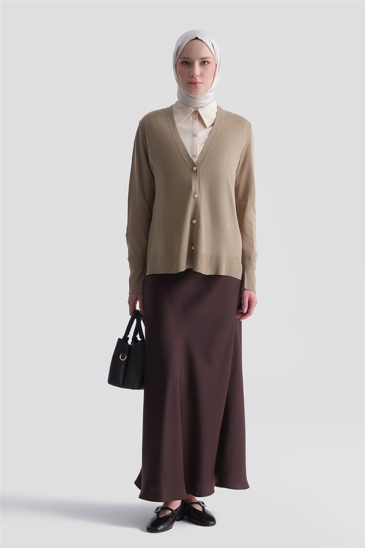 Basic Triko Hırka Camel