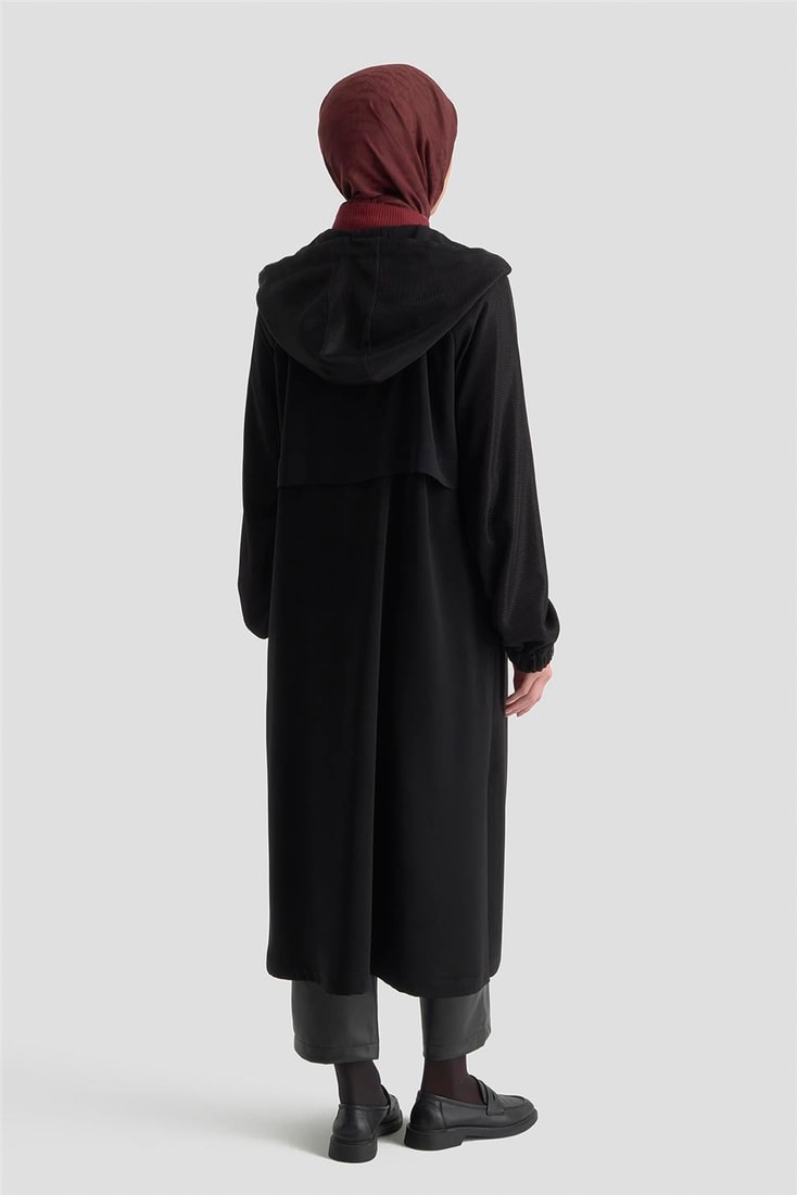 File Detaylı Kap Siyah