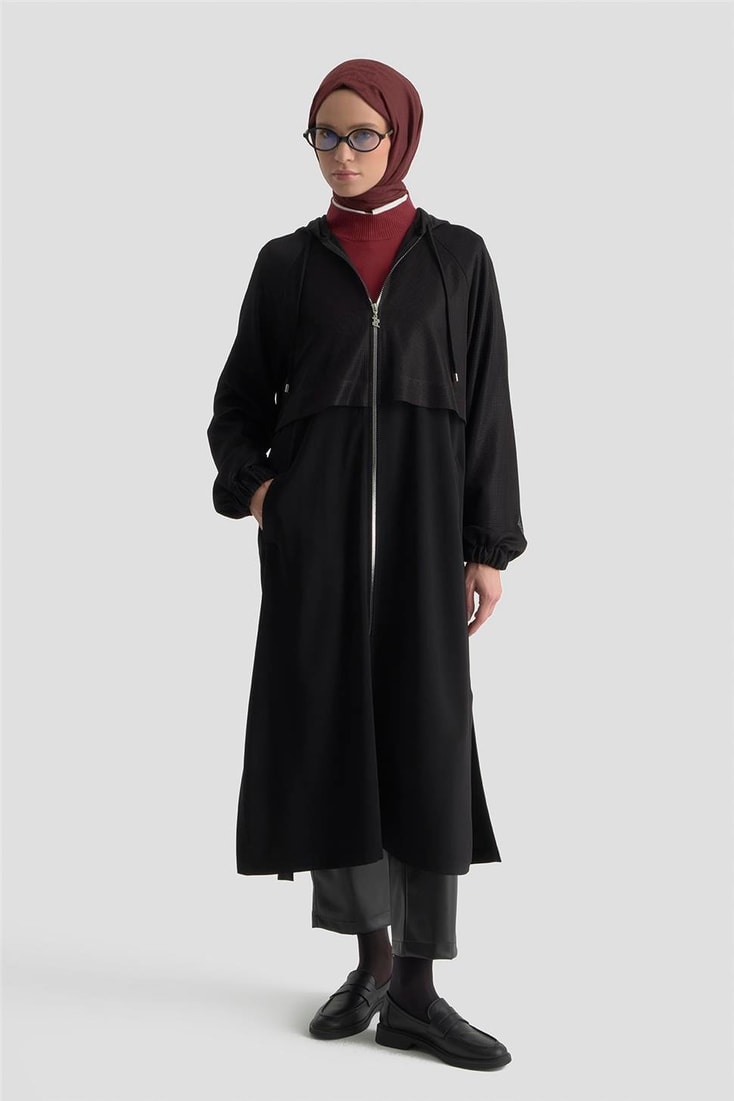 File Detaylı Kap Siyah