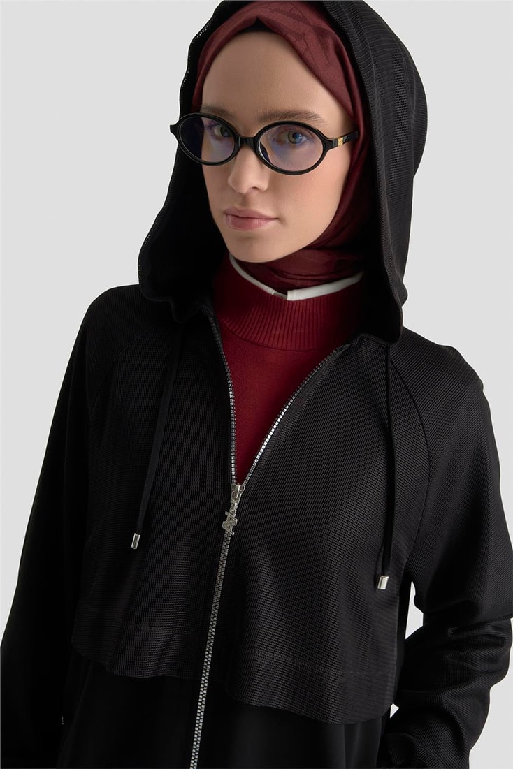 File Detaylı Kap Siyah