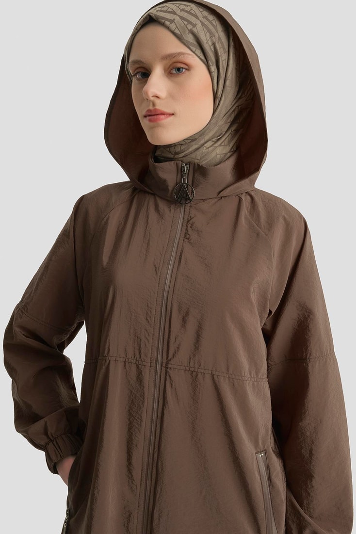 Kapüşonlu Yağmurluk Acı Kahve