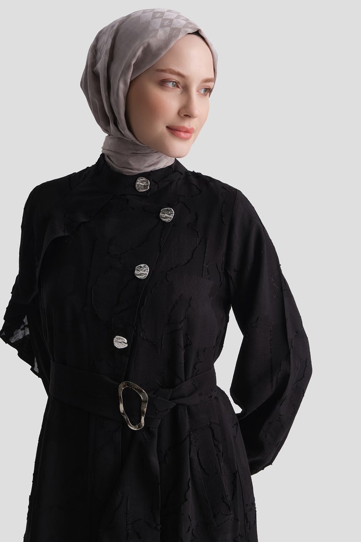 Fırfır Detaylı Şık Kap Siyah