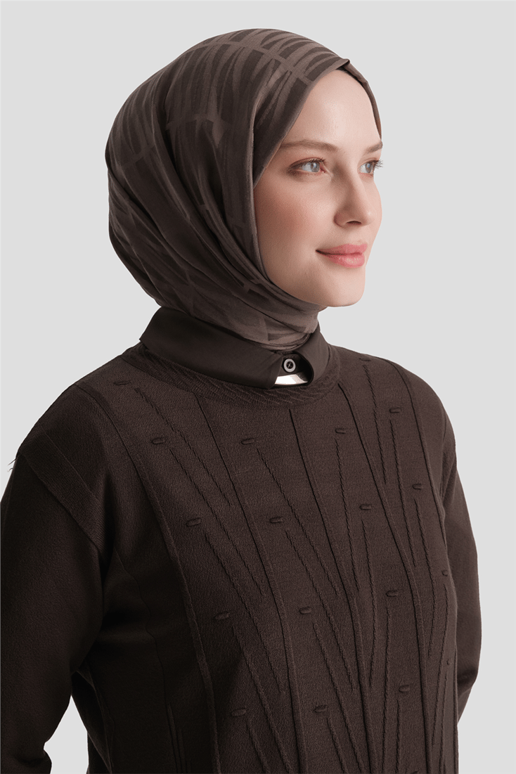 Başak Desenli Kazak Acı Kahve 