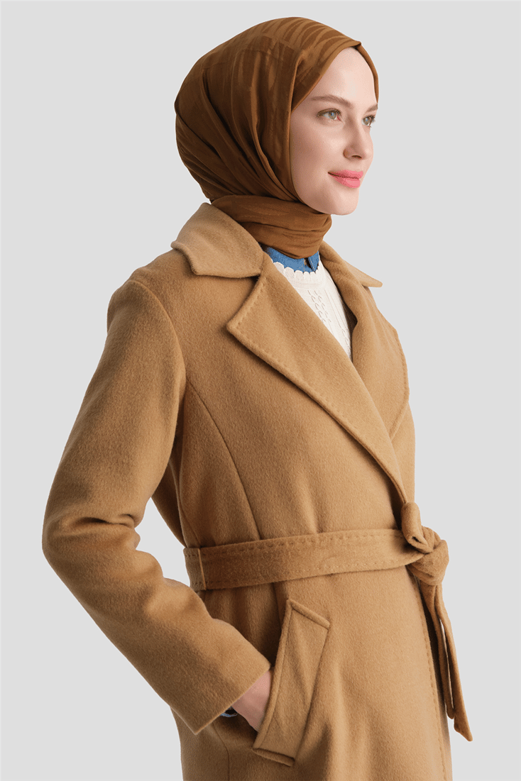Uzun Yün Kaşe Kaban Camel 