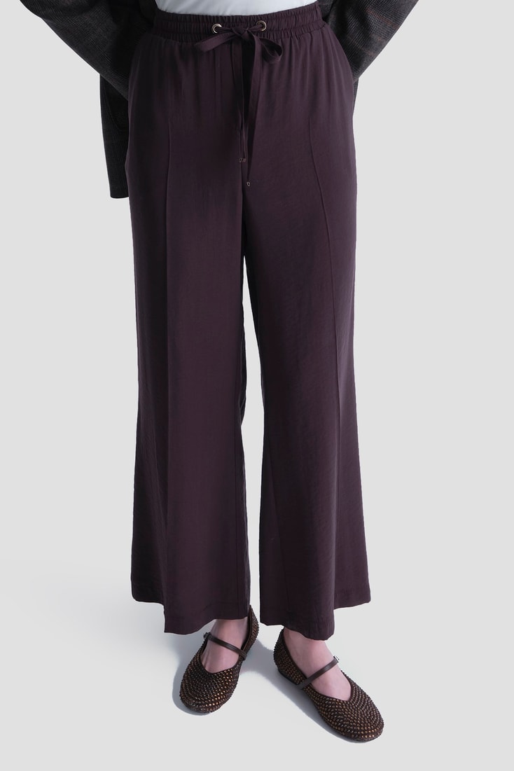 Beli Büzgülü Relax Pantolon Kahverengi