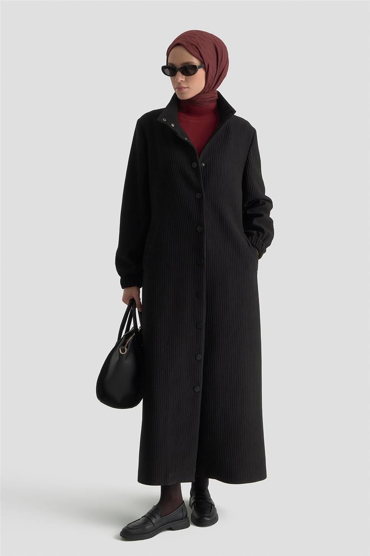 Basic Örme Pardesü Siyah