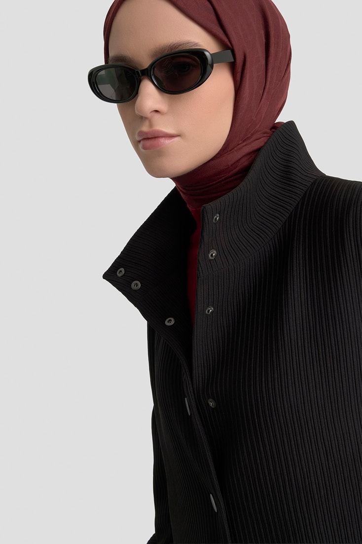 Basic Örme Pardesü Siyah 