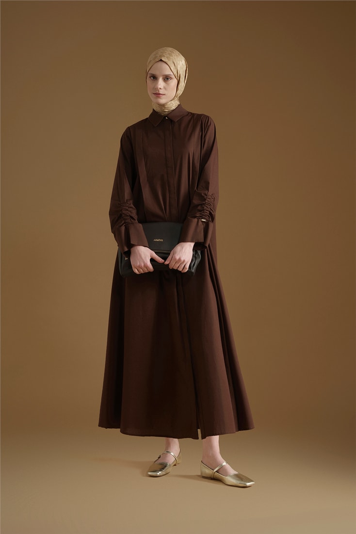 Armine Oversize Tunik Elbise Kahverengi