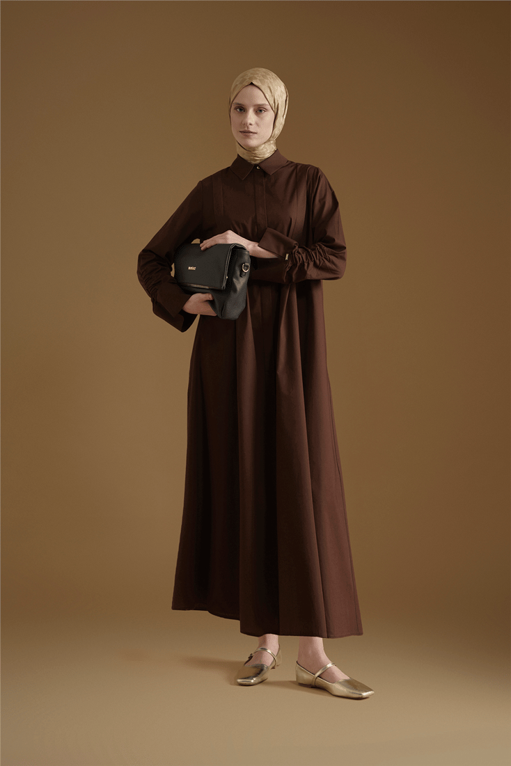 Armine Oversize Tunik Elbise Kahverengi