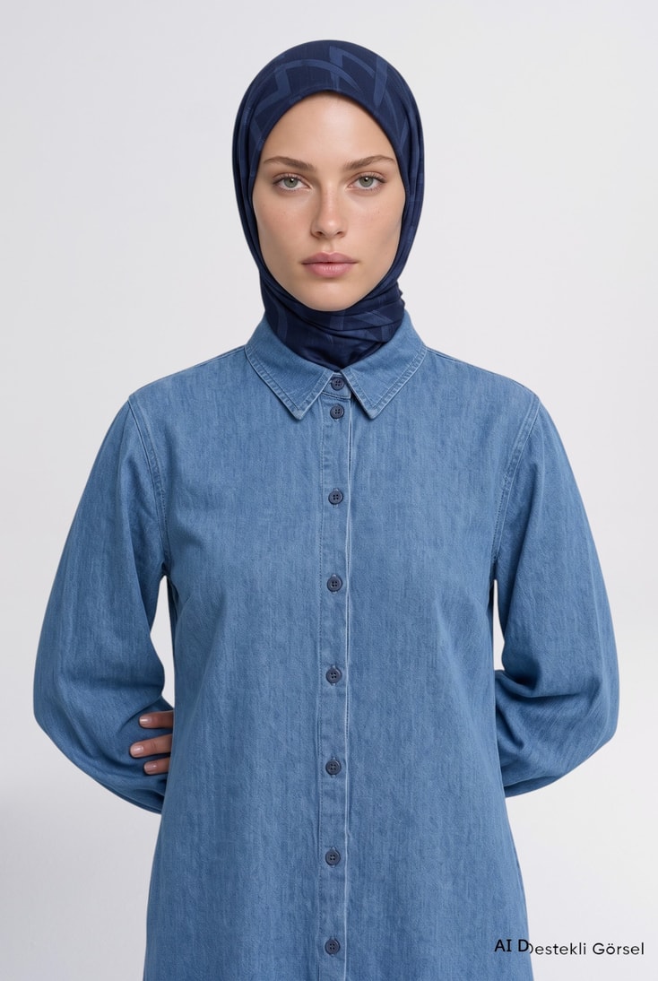 Tensel Tunik Elbise Mavi 