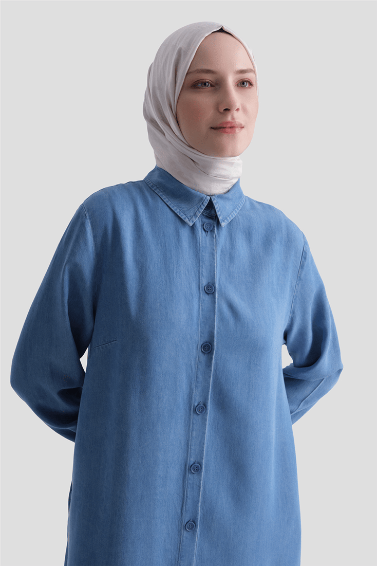 Tensel Tunik Elbise Mavi