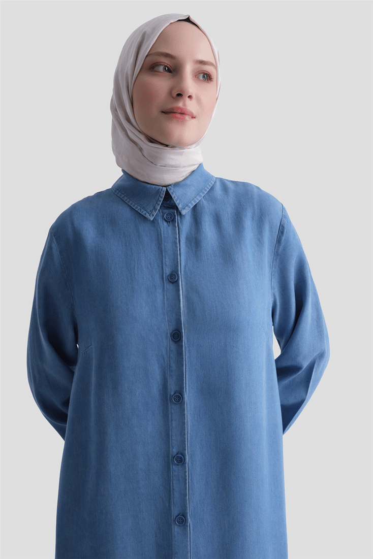 Tensel Tunik Elbise Mavi