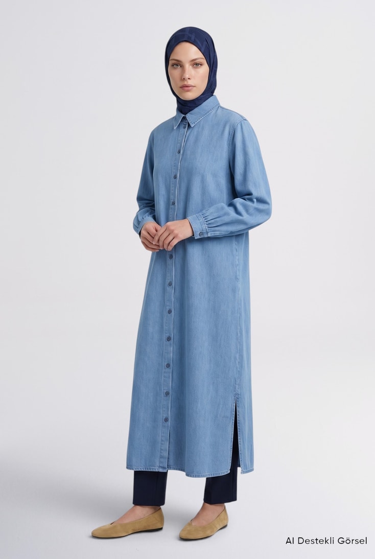 Tensel Tunik Elbise Mavi 