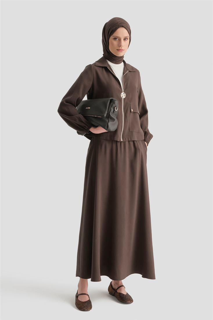 Armine Basic Ceketli Takım Kahverengi