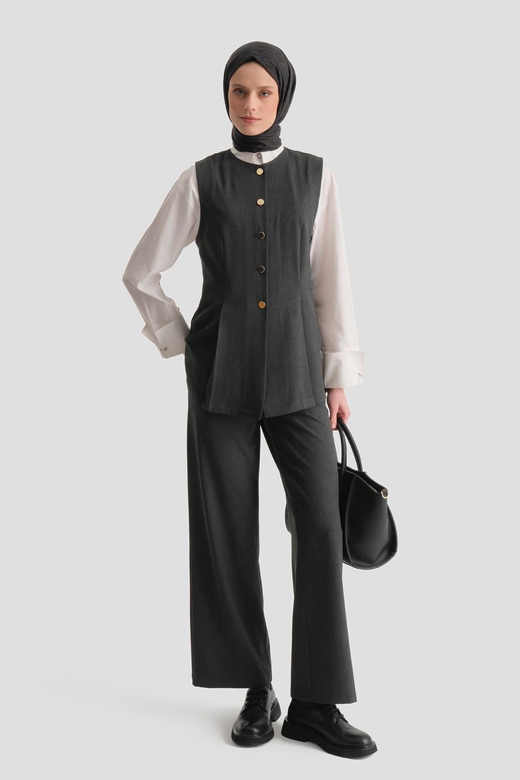 Fitted Yelekli Takım Antrasit