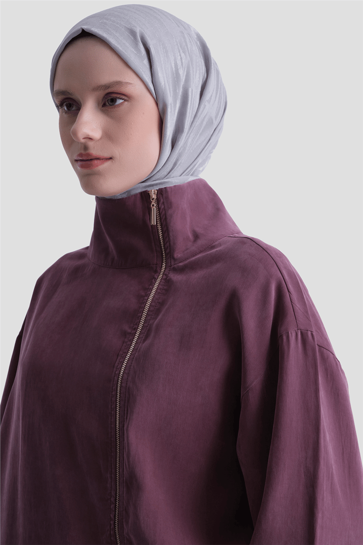 Fermuar Detaylı Lyocell Takım Bordo