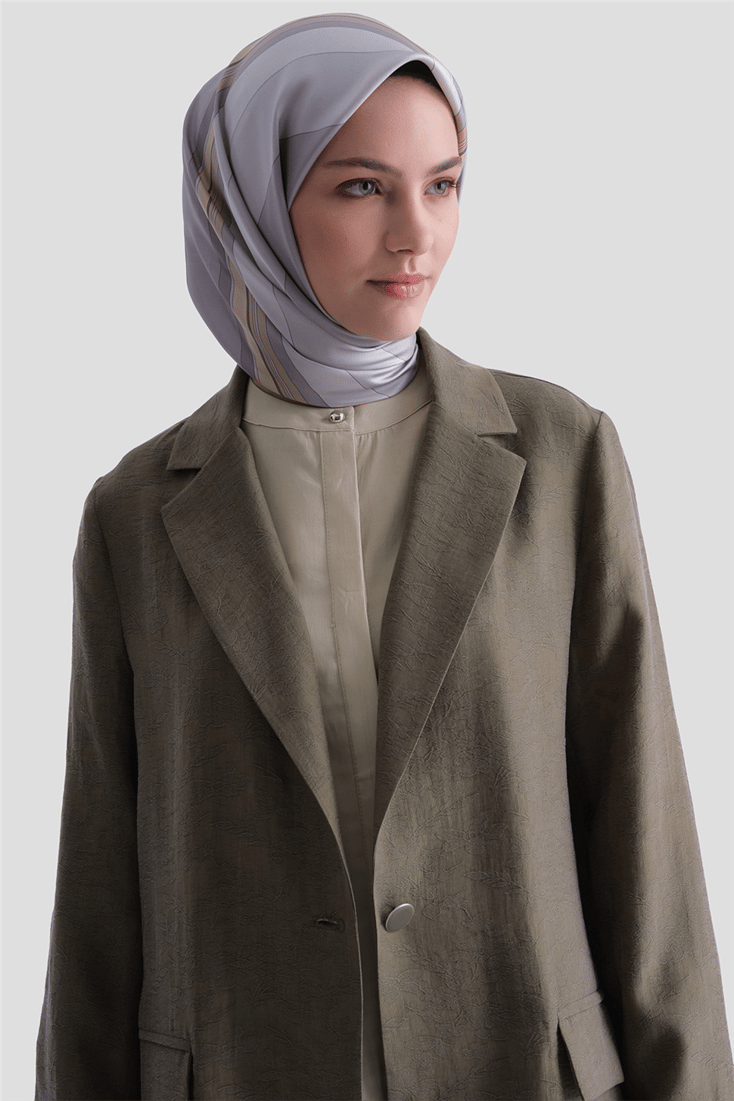 Jakarlı Lyocell Blazer Takım Haki 