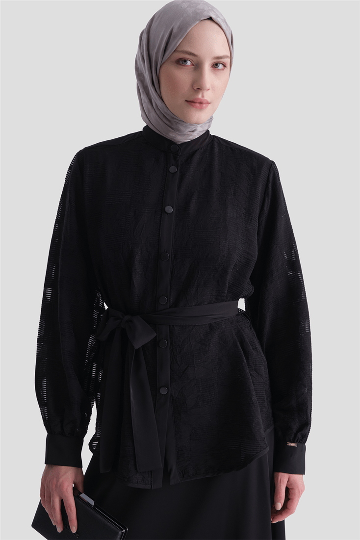 Jakarlı Tunik Takım Siyah
