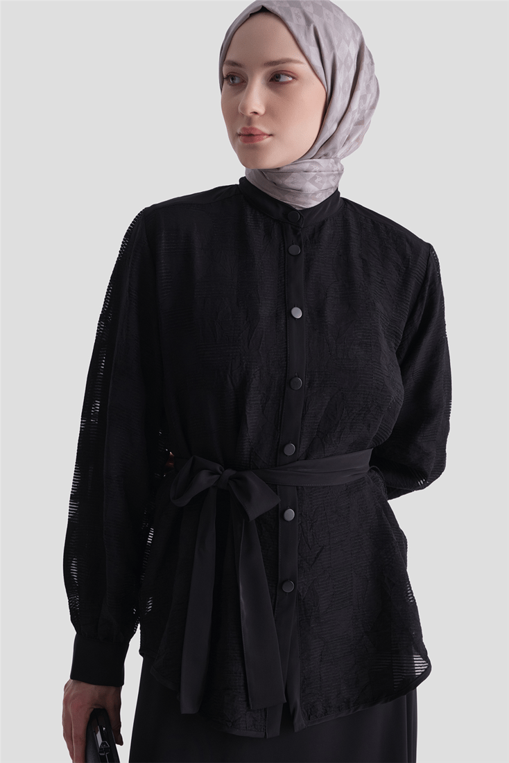 Jakarlı Tunik Takım Siyah