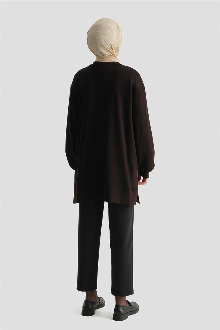 Armine Çiçekli Modal Örme Tunik Siyah