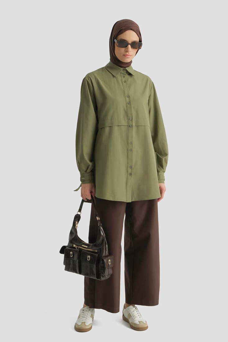 Armine Aller Parçalı Tunik Yağ Yeşili