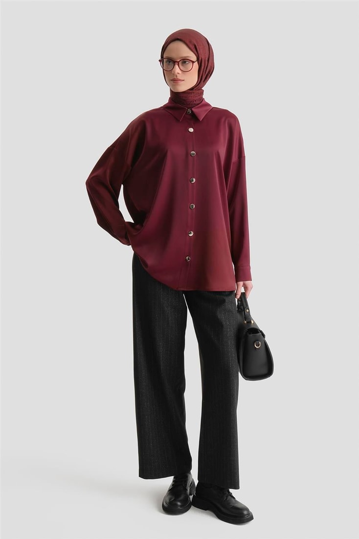 Saten Tunik Bordo