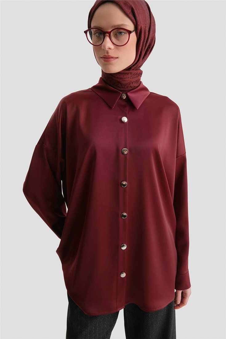 Saten Tunik Bordo