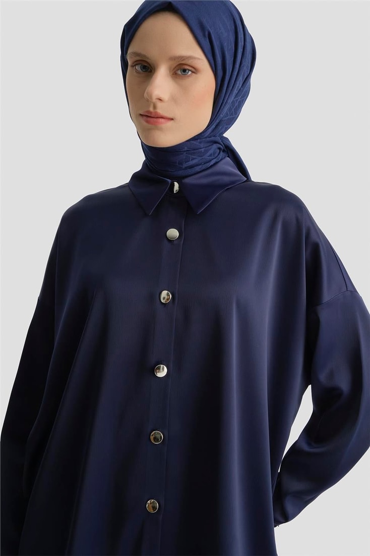 Saten Tunik Lacivert