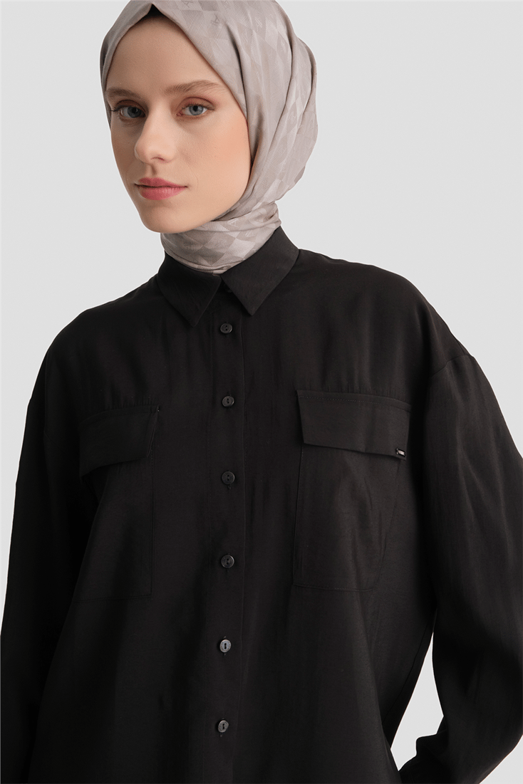 Cepli Modal Tunik Siyah 