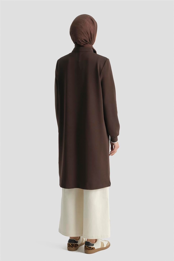 Armine Fermuar Detaylı Tunik Kahve