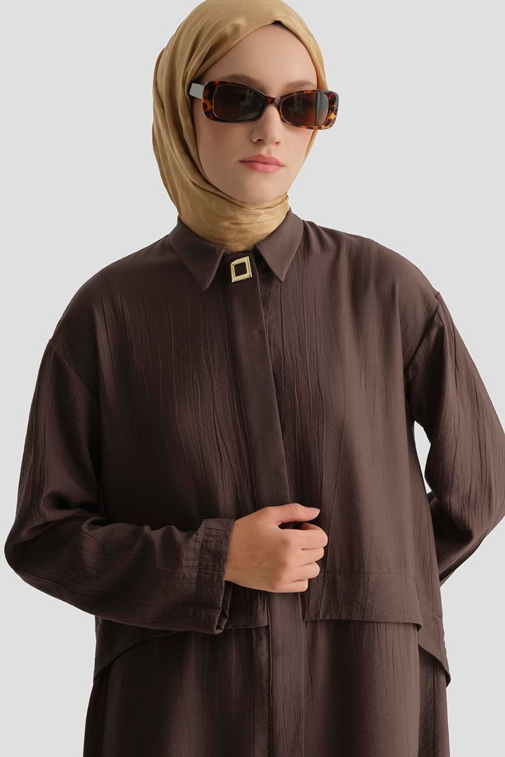 Aller Detaylı Tunik Kahverengi