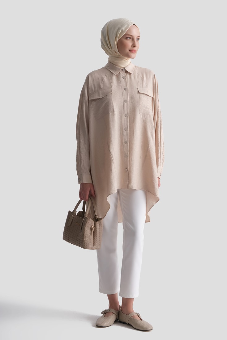 Rayon Karışımlı Tunik BEJ