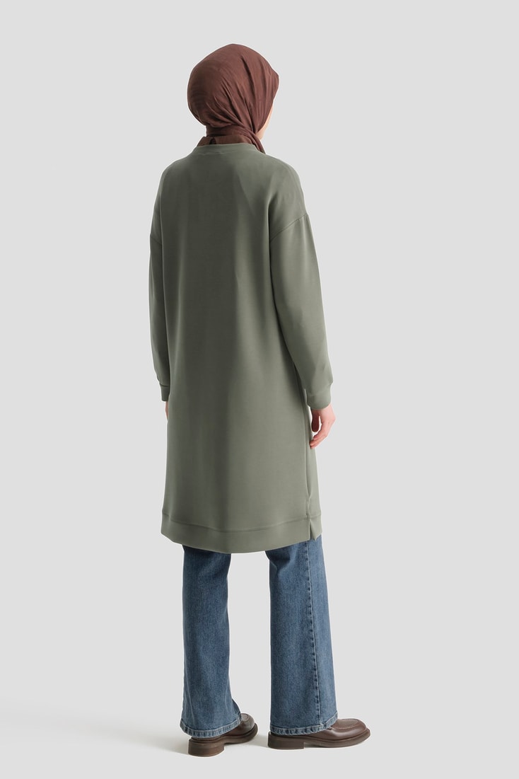 Modal Karışımlı Basic Tunik Haki 