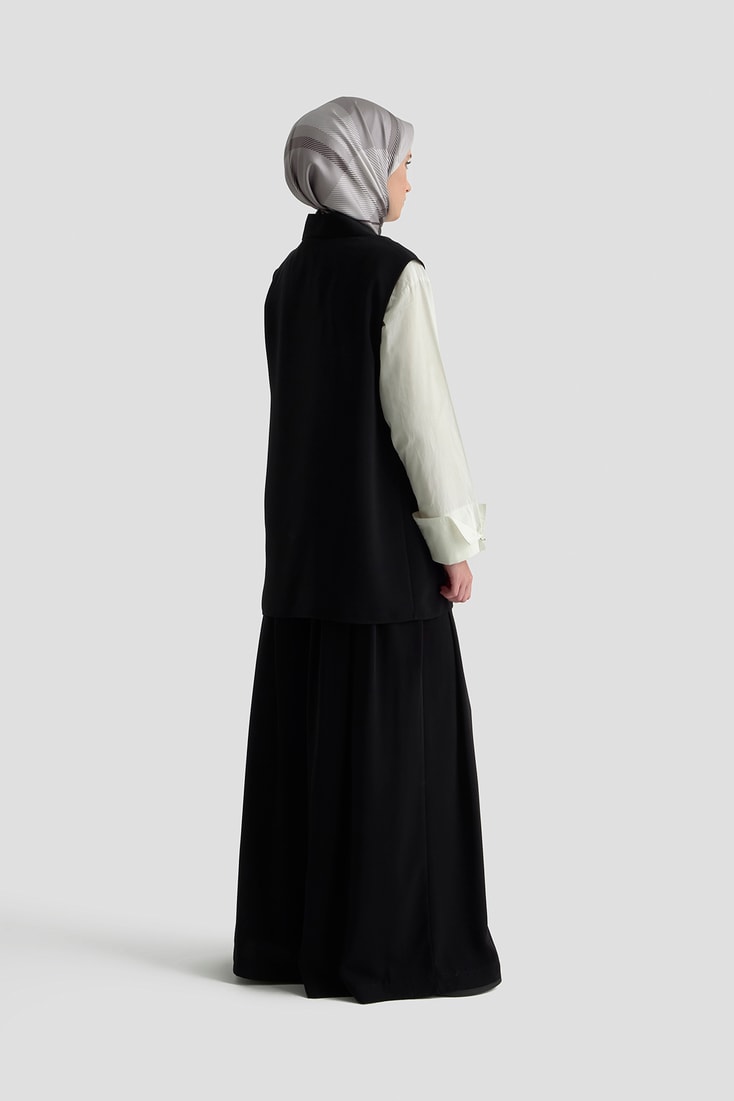 Düğmeli Oversize Yelek Siyah