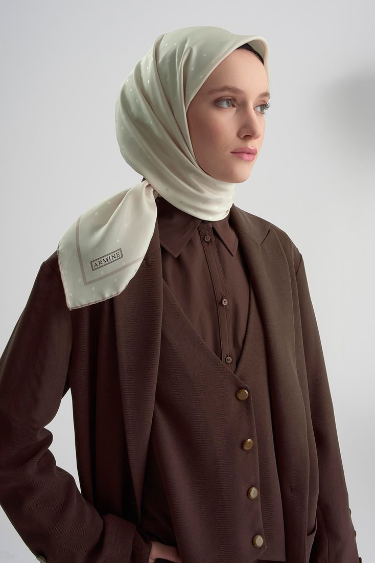 Armine Jakarlı İpek Eşarp Puantiyeli 21Ka8668 2 25