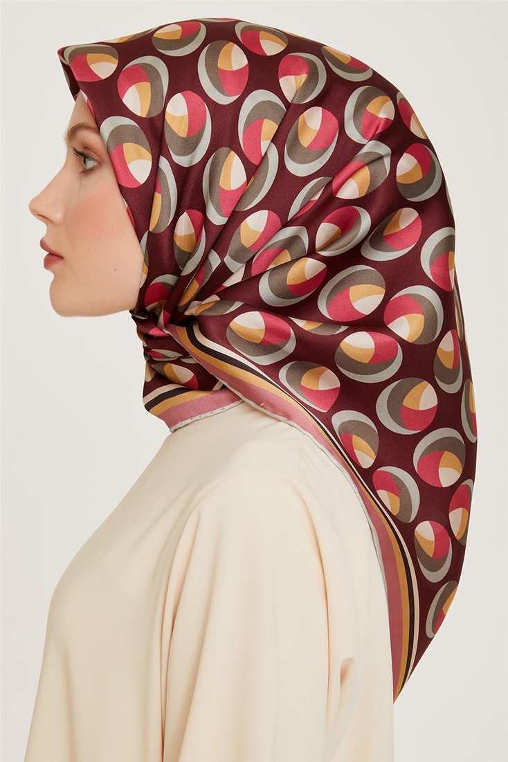 Armine Geometrik Desenli Sura Saf İpek Eşarp 9219D 05 37