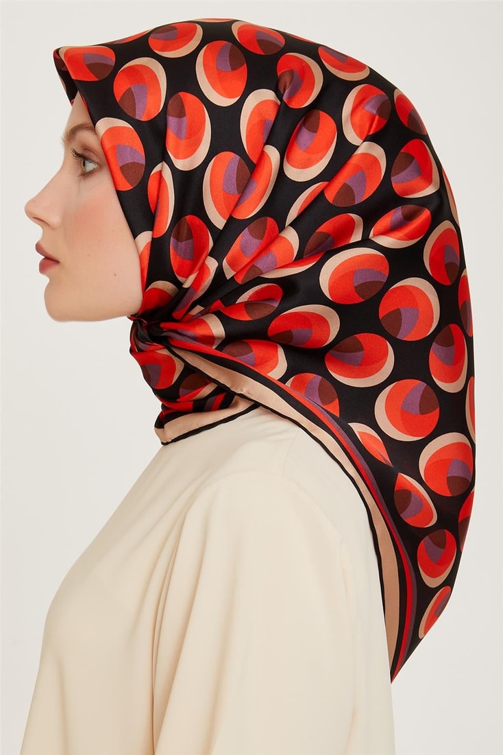 Armine Geometrik Desenli Twill Saf İpek Eşarp 9219D 09 