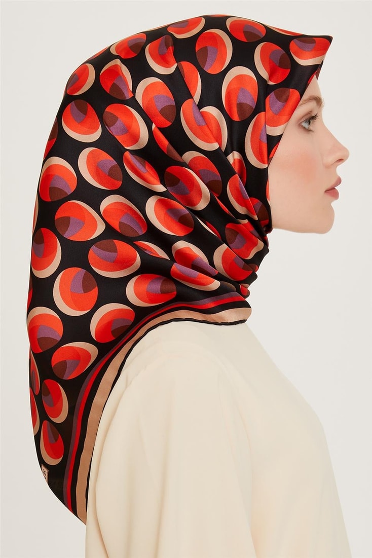 Armine Geometrik Desenli Twill Saf İpek Eşarp 9219D 09 