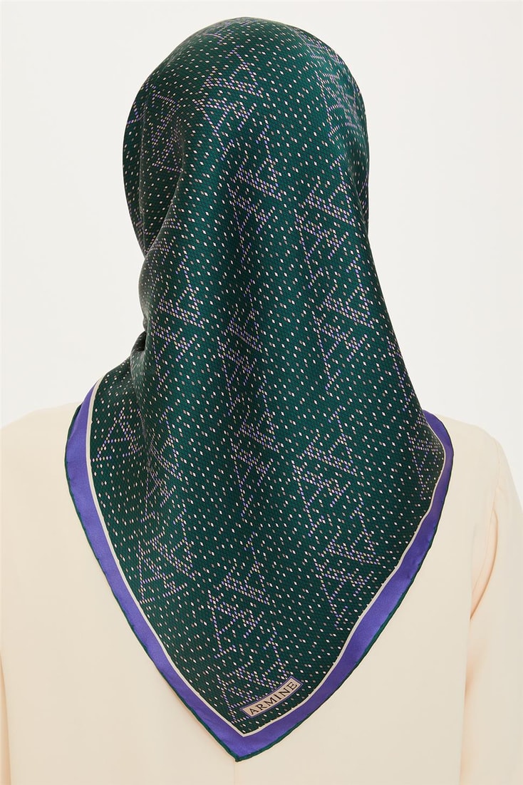 Armine Monogram Desenli Sura Saf İpek Eşarp 9228D 85 