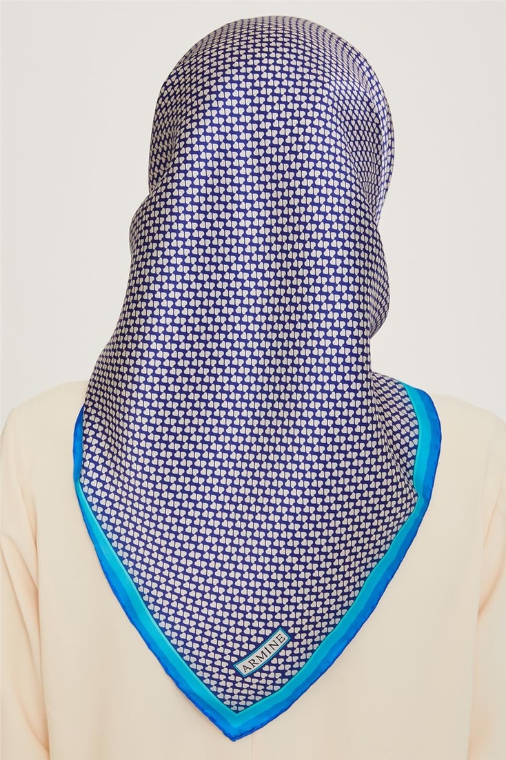 Armine Klasik Desenli Twill Saf İpek Eşarp 9243D 04 03