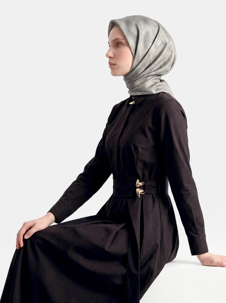 Armine Soyut Desenli Twill Saf İpek Eşarp 9259D 01 83 