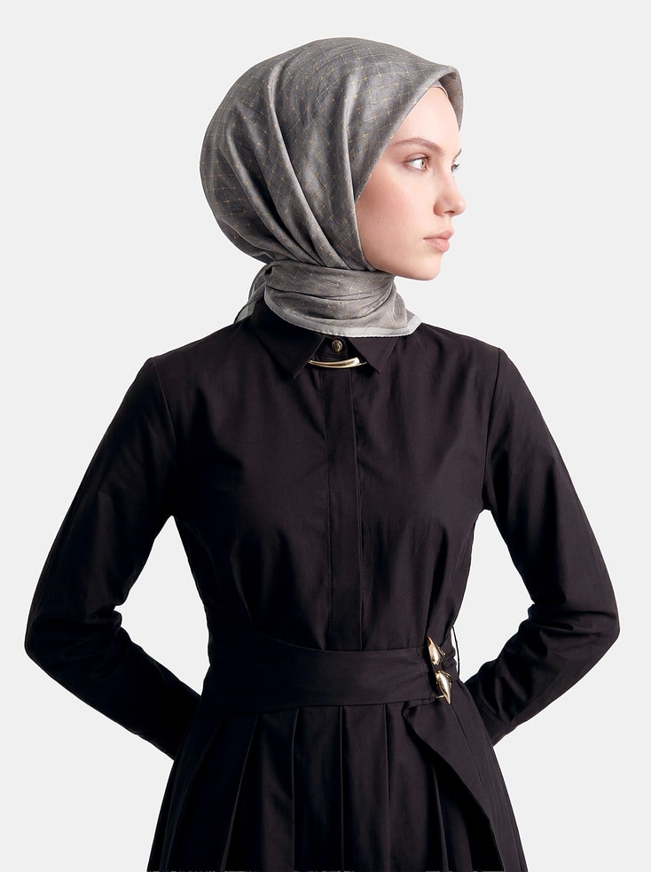 Armine Soyut Desenli Twill Saf İpek Eşarp 9259D 01 83 
