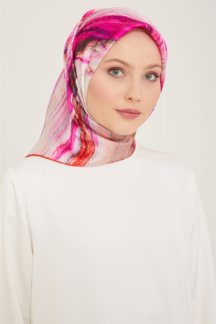 Armine Soyut Desenli Twill İpek Eşarp 24Ya9102 52 52 