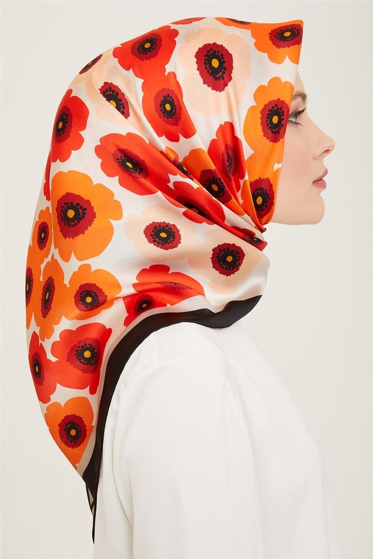 Armine Çiçek Desenli Twill İpek Eşarp 24Ya9106 54 04