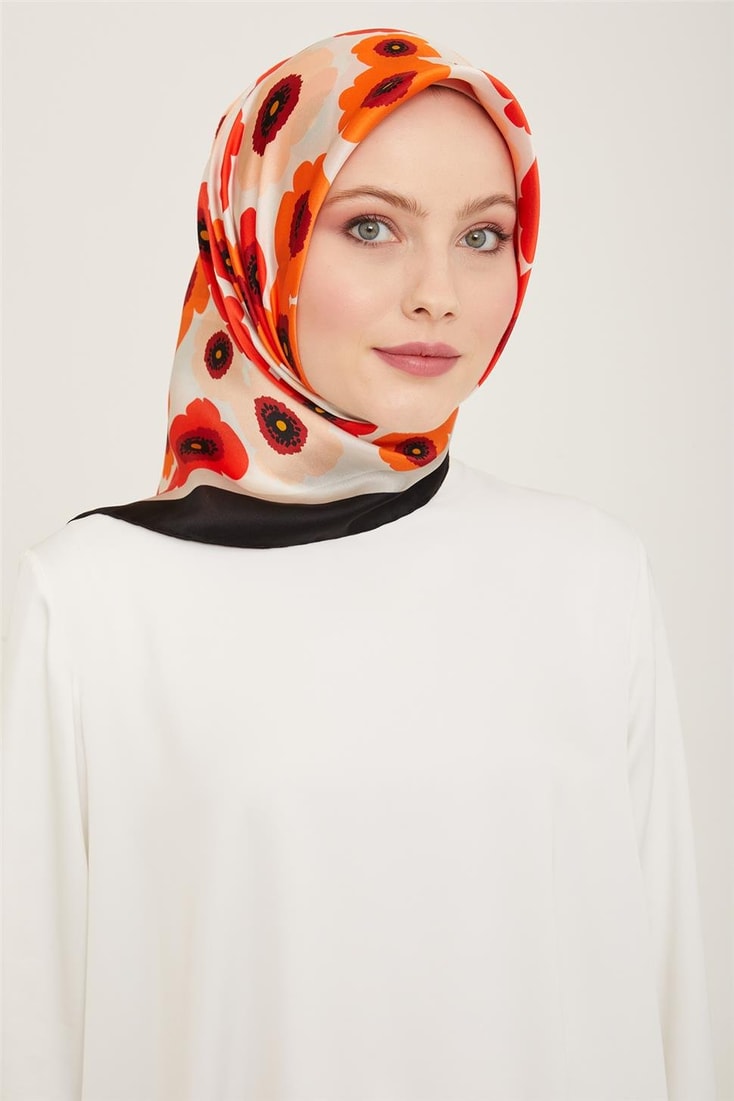 Armine Çiçek Desenli Twill İpek Eşarp 24Ya9106 54 04