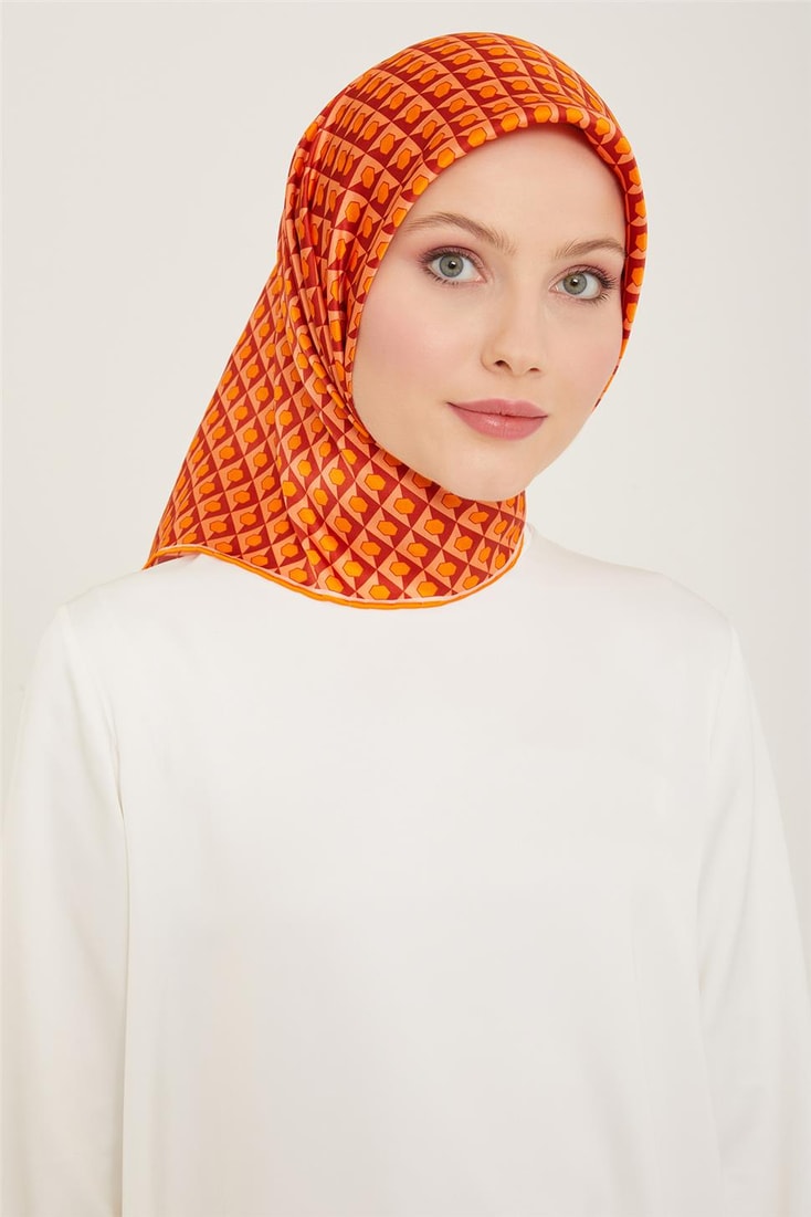 Armine Geometrik Desenli Twill İpek Eşarp 24Ya9109 53 50 