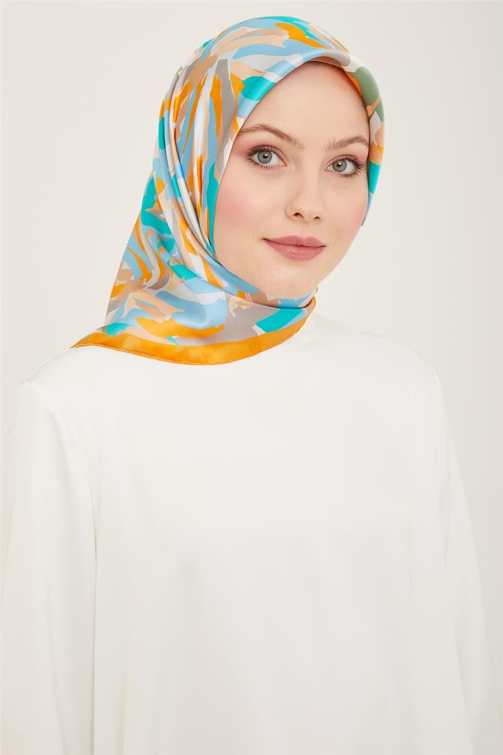 Armine Çiçek Desenli Twill İpek Eşarp 24Ya9140 51 51 