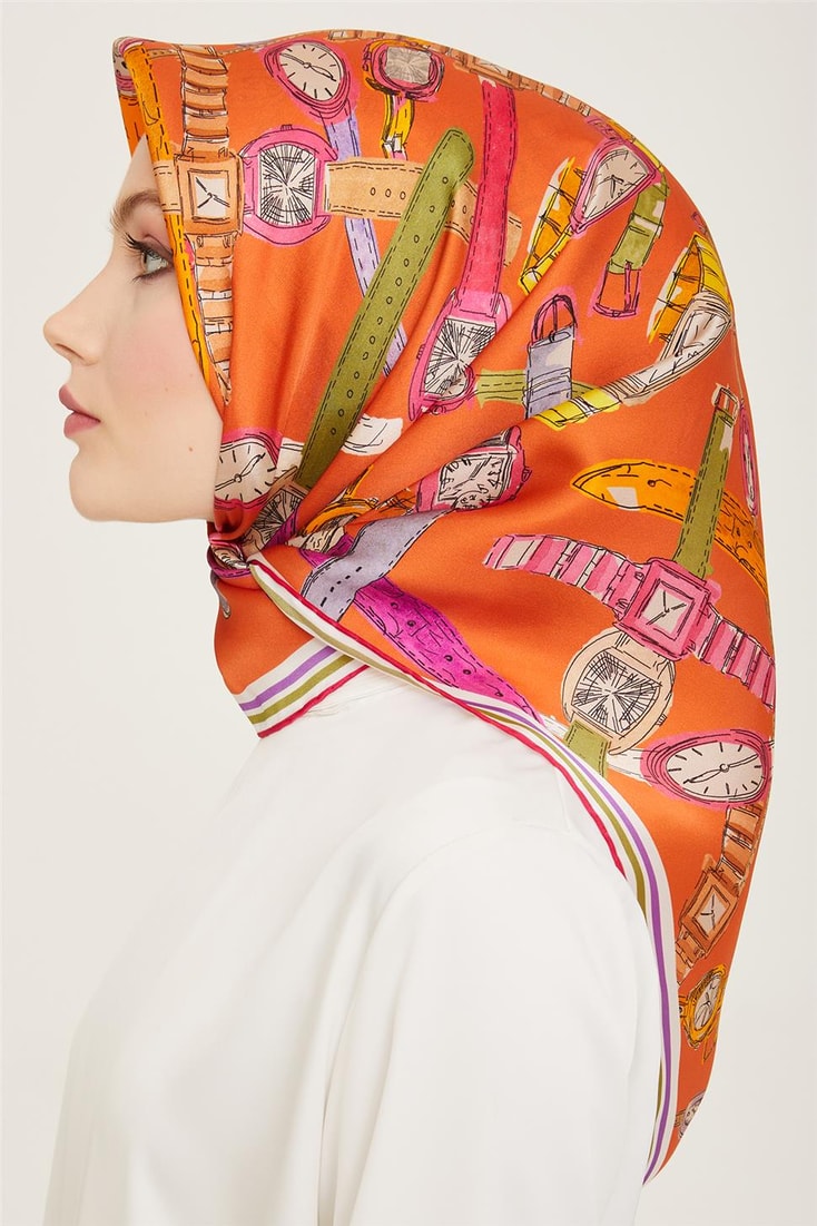 Armine Obje Desenli Twill İpek Eşarp 24Ya9141 80 04 
